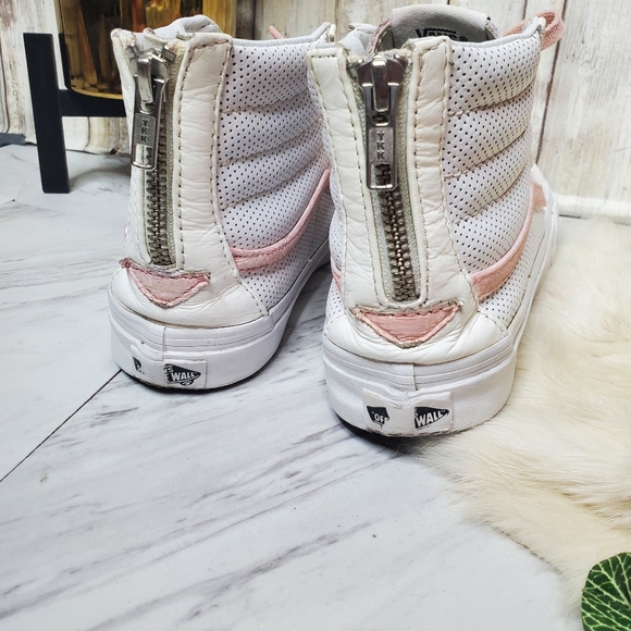RARE vans White leather custom high top zip back - Picture 10 of 12